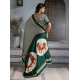 Women's Satin Crepe Printed Saree With Unstitched Blouse 5.5Mtr (Green)