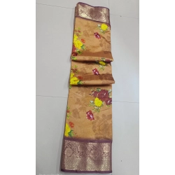 Women's Digital Dolla Silk Printed Saree With Unstitched Blouse 5.5Mtr (Mustard)