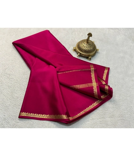 Women's Crepe Chit Pallu Solid Saree With Unstitched Blouse 5.5Mtr (Pink) Women's Crepe Chit Pallu Solid Saree With Unstitched Blouse 5.5Mtr (Pink)