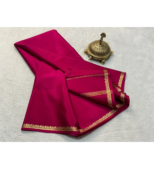 Women's Crepe Chit Pallu Solid Saree With Unstitched Blouse 5.5Mtr (Pink) Women's Crepe Chit Pallu Solid Saree With Unstitched Blouse 5.5Mtr (Pink)
