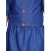 Girl's Denim Solid Cold Shoulder Top and Skirt Set (Navy Blue)