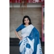 Women's Linen Printed Saree With Unstitched Blouse 5.5Mtr (White) Women's Linen Printed Saree With Unstitched Blouse 5.5Mtr (White)