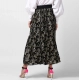 Women's Georgette Chain Print Elasticated Skirt (Black-Cream)