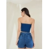 Women's Denim Lycra Solid Sleeveless Top (Blue)