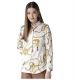 Women's Satin Printed Long Sleeves Shirt (White-Gold) Women's Satin Printed Long Sleeves Shirt (White-Gold)