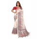 Women's Linen Cotton Printed Saree With Unstitched Blouse 5.5Mtr (Off White) Women's Linen Cotton Printed Saree With Unstitched Blouse 5.5Mtr (Off White)