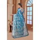 Women's Printed Cotton Linen Saree withPrinted  Saree With Unstitched Blouse (Blue, 5-6Mtrs)