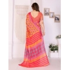 Women's Linen Cotton  Printed Saree With Unstitched Blouse 5.5Mtr (Orange )