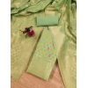 Women's Banarasi Silk Printed Unstitched Salwar Suit Material With Dupatta (Pista, 3Mtrs)
