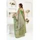Women's Linen Cotton Printed Ready To Wear Saree With Unstitched Blouse 5.5 Mtr (Light_Green)