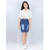 Girl's Denim Solid Buttoned Skirt (Blue) Girl's Denim Solid Buttoned Skirt (Blue)
