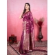 Women's Banarasi Silk Printed Saree With Unstitched Blouse 5.5Mtr (Wine)