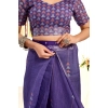 Women's Faux Linen Geometric Print Ready to wear Saree With Unstitched Blouse 5.5Mtr (Purple) Women's Faux Linen Geometric Print Ready to wear Saree With Unstitched Blouse 5.5Mtr (Purple)