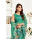 Women's Linen Cotton Printed Ready To Wear Saree With Unstitched Blouse 5.5 Mtr (Green)