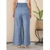 Women's Cotton Self Design Smocked Trousers (Blue)