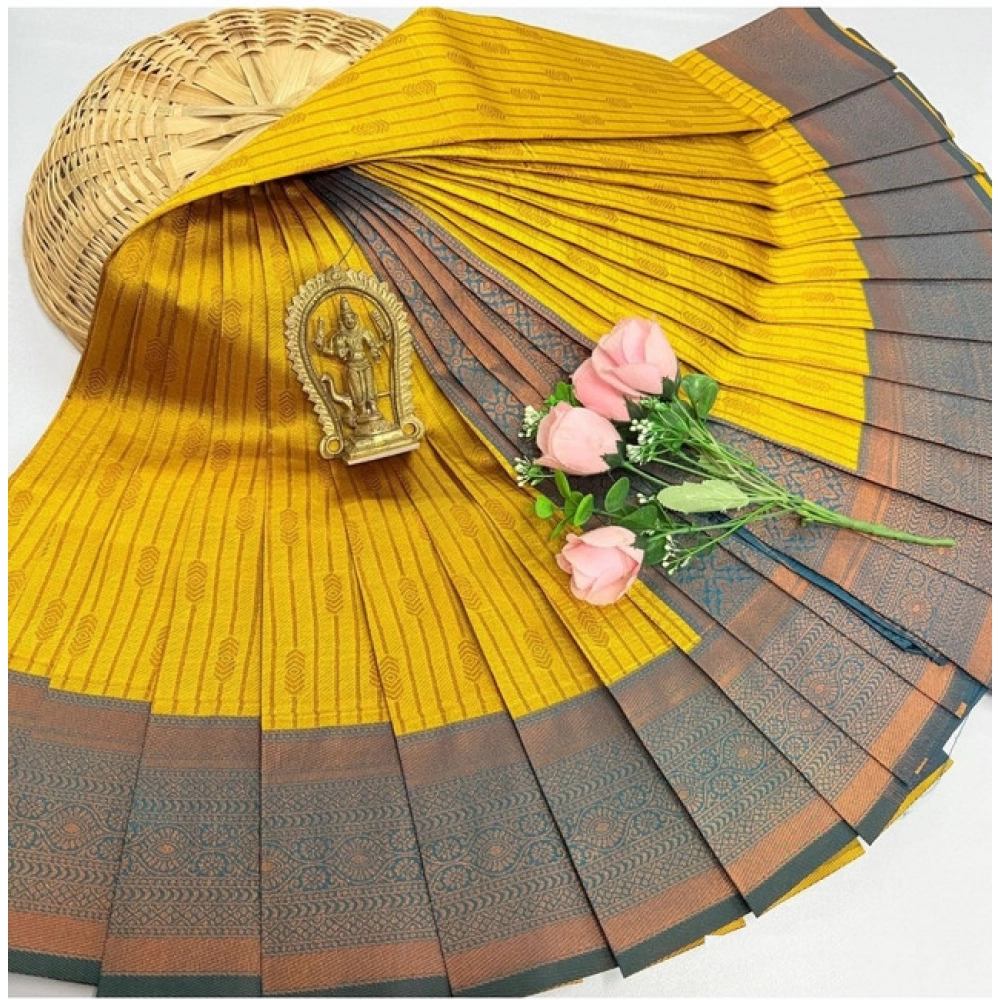 Women's Soft Silk Printed Saree With Unstitched Blouse 5.5Mtr (Golden Yellow) Women's Soft Silk Printed Saree With Unstitched Blouse 5.5Mtr (Golden Yellow)