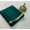 Women's Crepe Chit Pallu Solid Saree With Unstitched Blouse 5.5Mtr (Green) Women's Crepe Chit Pallu Solid Saree With Unstitched Blouse 5.5Mtr (Green)