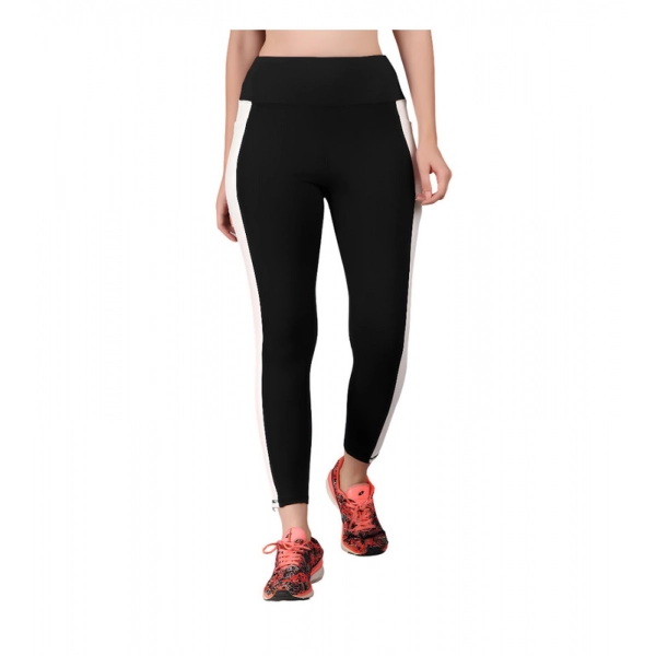 Dropship Women's Polyester Solid Ankle length High Waisted Tights (Black)