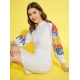 Women's Polyester Lycra Printed Long Sleeve Dress (Multicolor)