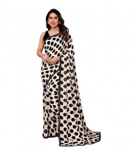 Women's Georgette Printed Saree With Unstitched Blouse 5.5Mtr (Black)