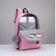 Unisex PU Leather Solid Medium Zipper Backpack (Pink)