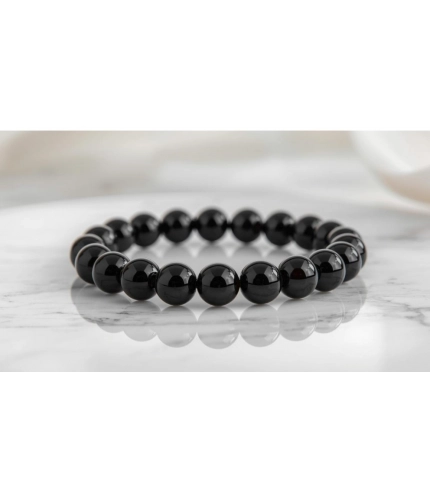 Natural Crystal 8mm Black Obsidian Bracelet (Black)