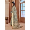 Dropship Women's Printed Cotton Linen Saree withPrinted  Saree With Unstitched Blouse (Green, 5-6Mtrs)