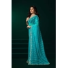 Women's Net Sequence Saree With Unstitched Blouse 5.5Mtr (Turquoise)