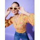Women's Polyester Floral Long Sleeves Top (Multicolor)