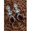 Women's Brass Silver Plated Drop Earrings (Red)