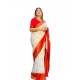 Women's Soft Lichi Silk Printed Saree With Unstitched Blouse 5.5Mtr (White)