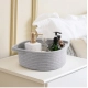 Cotton 8x3 Inch Round Bedside Organizer (Gray)