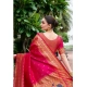 Women's Silk Blend Zari Woven Saree With Unstitched Blouse 5.5Mtr (Pink)