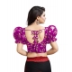 Women's Organza Printed V Neck Puff Sleeve Readymade Blouse (Light_Purple 38 , Alterable up to 42)-PID65865