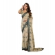 Women's Linen Cotton Printed Ready To Wear Saree With Unstitched Blouse 5.5 Mtr (Light_Beige)