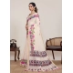 Women's Linen Floral Printed Saree With Unstitched Blouse 5.5Mtr (Cream) Women's Linen Floral Printed Saree With Unstitched Blouse 5.5Mtr (Cream)