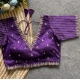 Women's Banarasi Silk Sequence V Neck Non Padded Blouse (Purple 38 Ready (Alterable up to 42)