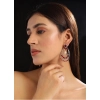 Women's Brass Silver Plated Chandbali Earrings (Red)