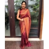 Dropship Women's Litchi silk Printed Saree With Unstitched Blouse (Red)