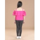 Girl's Cotton Floral Elasticated Jegging and Top Set (Pink) Girl's Cotton Floral Elasticated Jegging and Top Set (Pink)