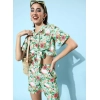 Women's Polyester Floral Short Sleeve Co-Ord Set (Multicolor)