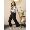 Women's Polyester Floral Half Sleeves Jumpsuit (Multicolor)