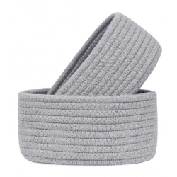 Cotton 8x3 Inch Round 2 Set Bedside Organizer (Gray)