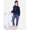 Girl's Fleece Embellished Long Sleeves Sweatshirt (Navy Blue)