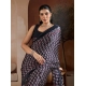 Women's Satin Crepe Printed Saree With Unstitched Blouse 5.5Mtr (Black)