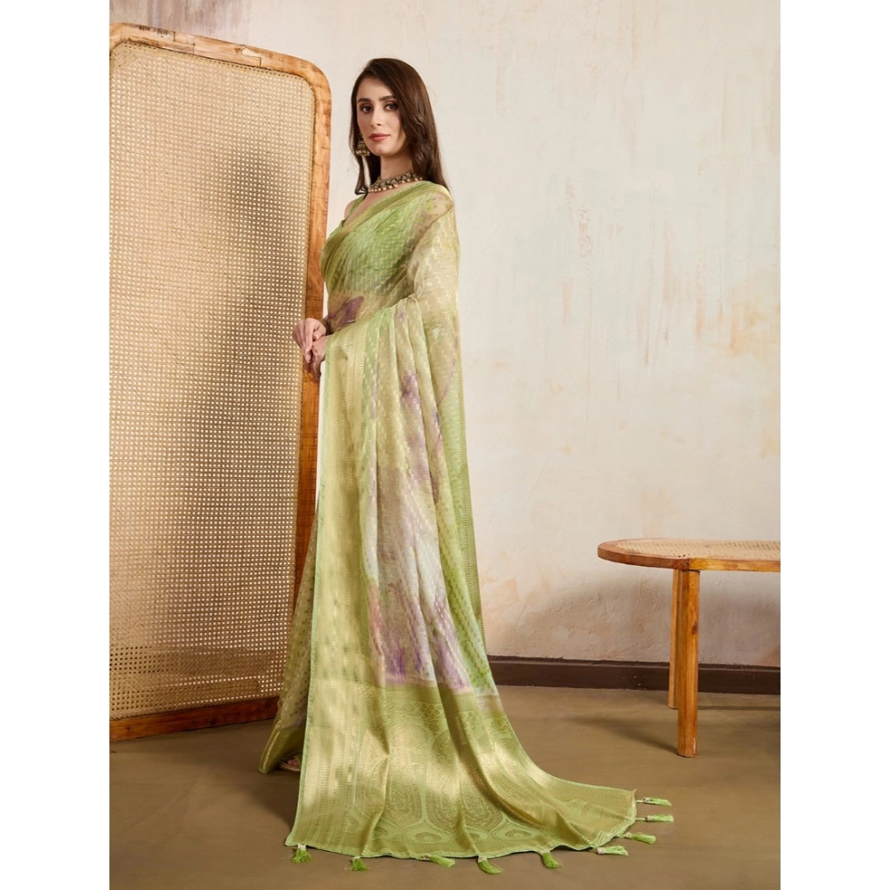 Women's Viscose Printed Saree With Unstitched Blouse 5.5Mtr (Light Green) Women's Viscose Printed Saree With Unstitched Blouse 5.5Mtr (Light Green)