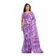 Women's Linen Cotton Printed Ready To Wear Saree With Unstitched Blouse 5.5 Mtr (Purple)