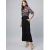 Women's Polyester Floral Short Sleeve Jumpsuit (Multicolor)