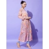 Women's Polyester Floral Long Sleeves Shrug (Peach)