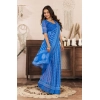 Women's Faux Linen Geometric Print Ready to wear Saree With Unstitched Blouse 5.5Mtr (Blue) Women's Faux Linen Geometric Print Ready to wear Saree With Unstitched Blouse 5.5Mtr (Blue)